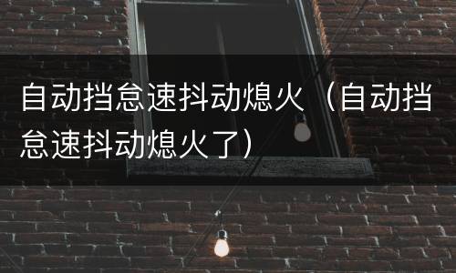 自动挡怠速抖动熄火（自动挡怠速抖动熄火了）