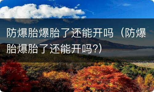 防爆胎爆胎了还能开吗（防爆胎爆胎了还能开吗?）