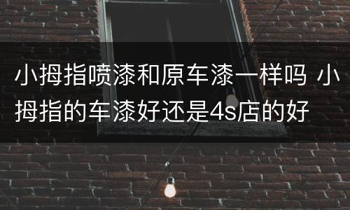小拇指喷漆和原车漆一样吗 小拇指的车漆好还是4s店的好