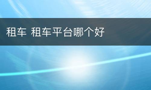 租车 租车平台哪个好