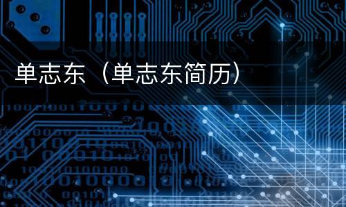 单志东（单志东简历）