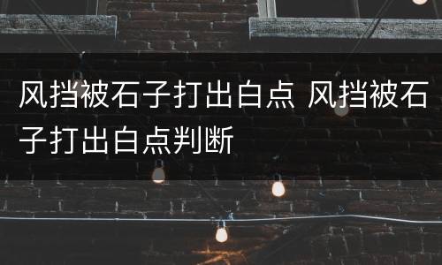风挡被石子打出白点 风挡被石子打出白点判断