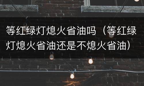 等红绿灯熄火省油吗（等红绿灯熄火省油还是不熄火省油）