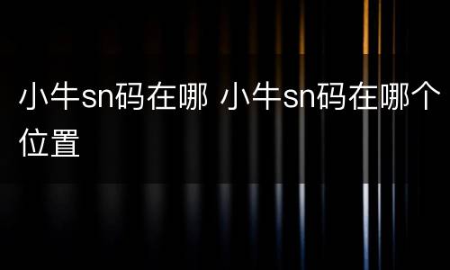 小牛sn码在哪 小牛sn码在哪个位置