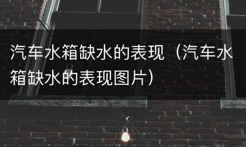 汽车水箱缺水的表现（汽车水箱缺水的表现图片）