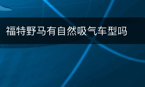 福特野马有自然吸气车型吗