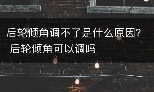 后轮倾角调不了是什么原因？ 后轮倾角可以调吗