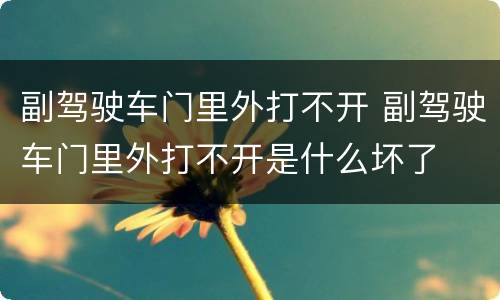 副驾驶车门里外打不开 副驾驶车门里外打不开是什么坏了