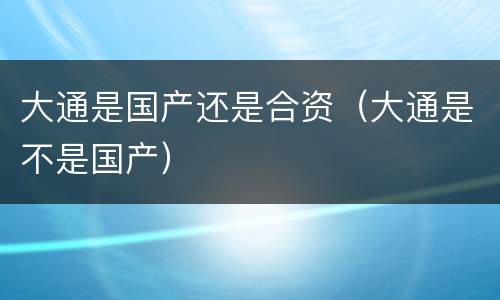 大通是国产还是合资（大通是不是国产）