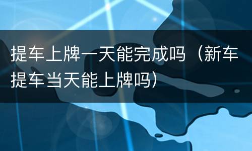 提车上牌一天能完成吗（新车提车当天能上牌吗）