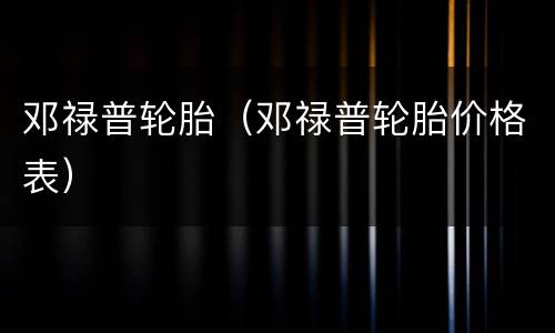 邓禄普轮胎（邓禄普轮胎价格表）