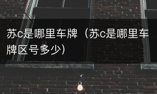 苏c是哪里车牌（苏c是哪里车牌区号多少）