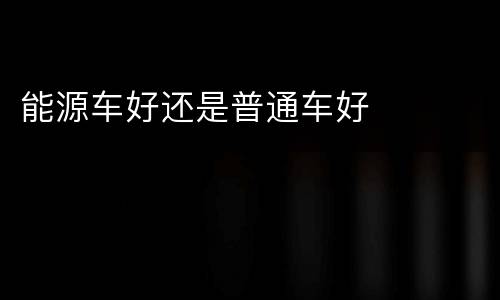能源车好还是普通车好