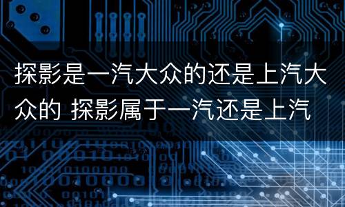 探影是一汽大众的还是上汽大众的 探影属于一汽还是上汽