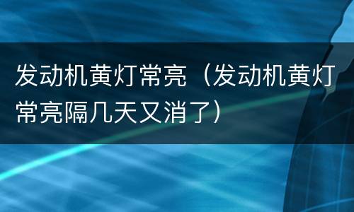 发动机黄灯常亮（发动机黄灯常亮隔几天又消了）