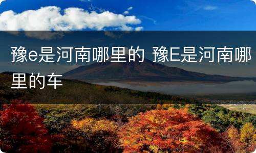豫e是河南哪里的 豫E是河南哪里的车