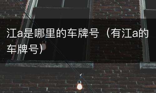 江a是哪里的车牌号（有江a的车牌号）