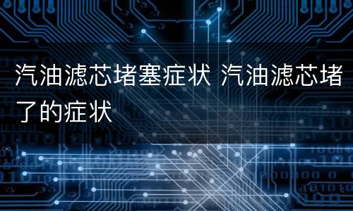 汽油滤芯堵塞症状 汽油滤芯堵了的症状