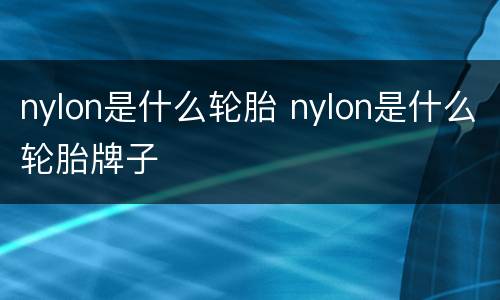 nylon是什么轮胎 nylon是什么轮胎牌子