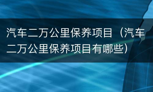汽车二万公里保养项目（汽车二万公里保养项目有哪些）