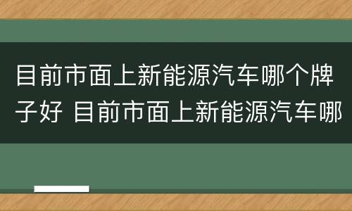 目前市面上新能源汽车哪个牌子好 目前市面上新能源汽车哪个牌子好点