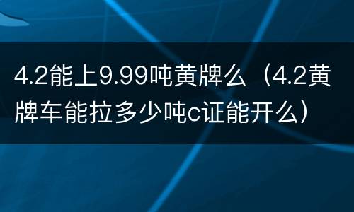 4.2能上9.99吨黄牌么（4.2黄牌车能拉多少吨c证能开么）