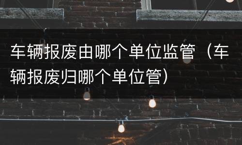 车辆报废由哪个单位监管（车辆报废归哪个单位管）