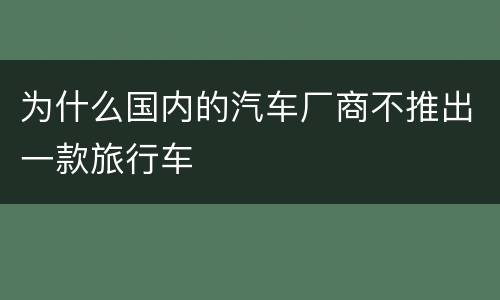 为什么国内的汽车厂商不推出一款旅行车