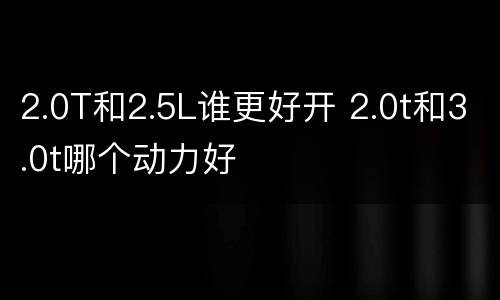 2.0T和2.5L谁更好开 2.0t和3.0t哪个动力好