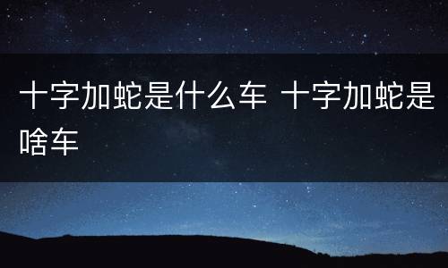 十字加蛇是什么车 十字加蛇是啥车