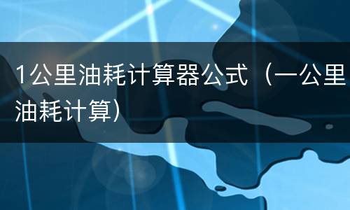 1公里油耗计算器公式（一公里油耗计算）
