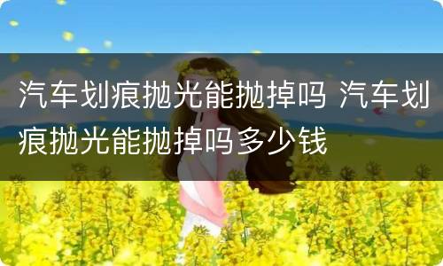 汽车划痕抛光能抛掉吗 汽车划痕抛光能抛掉吗多少钱