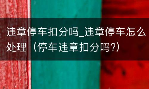违章停车扣分吗_违章停车怎么处理（停车违章扣分吗?）
