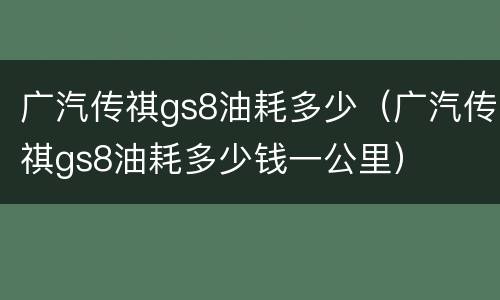 广汽传祺gs8油耗多少（广汽传祺gs8油耗多少钱一公里）