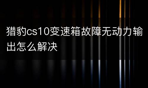 猎豹cs10变速箱故障无动力输出怎么解决