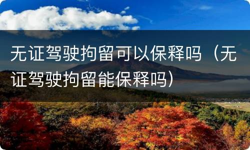 无证驾驶拘留可以保释吗（无证驾驶拘留能保释吗）