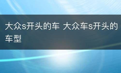 大众s开头的车 大众车s开头的车型