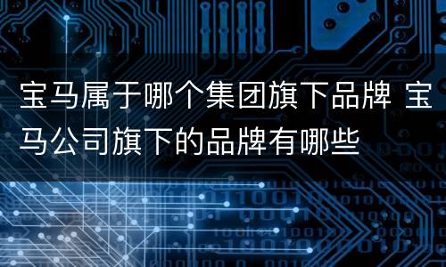 宝马属于哪个集团旗下品牌 宝马公司旗下的品牌有哪些