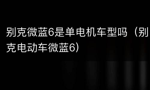 别克微蓝6是单电机车型吗（别克电动车微蓝6）