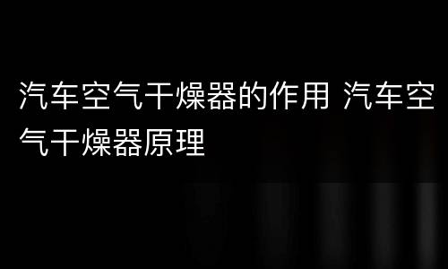 汽车空气干燥器的作用 汽车空气干燥器原理