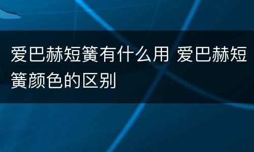 爱巴赫短簧有什么用 爱巴赫短簧颜色的区别