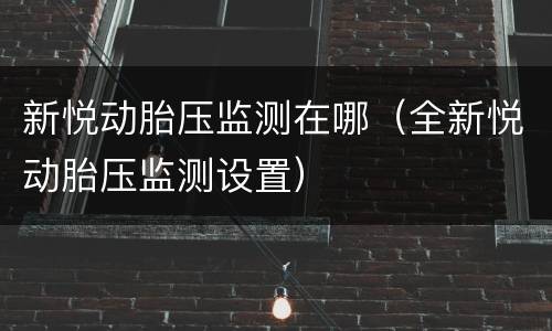 新悦动胎压监测在哪（全新悦动胎压监测设置）