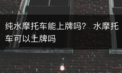 纯水摩托车能上牌吗？ 水摩托车可以上牌吗