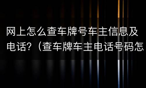 网上怎么查车牌号车主信息及电话?（查车牌车主电话号码怎么查）