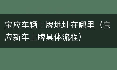 宝应车辆上牌地址在哪里（宝应新车上牌具体流程）