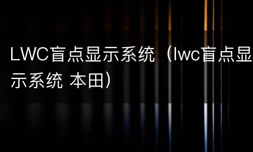 LWC盲点显示系统（lwc盲点显示系统 本田）