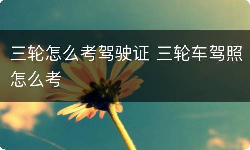 三轮怎么考驾驶证 三轮车驾照怎么考