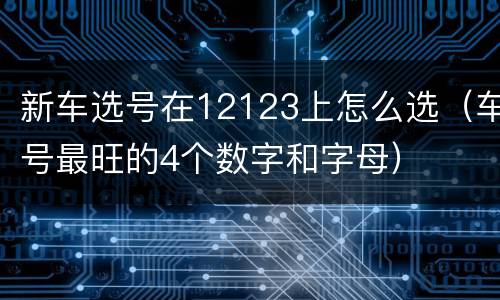 新车选号在12123上怎么选（车号最旺的4个数字和字母）