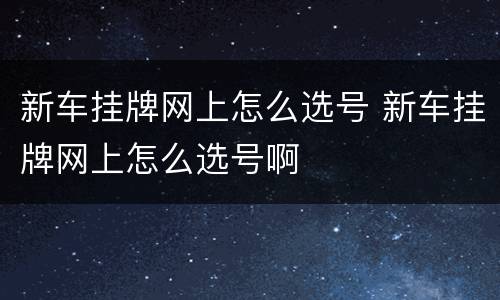 新车挂牌网上怎么选号 新车挂牌网上怎么选号啊