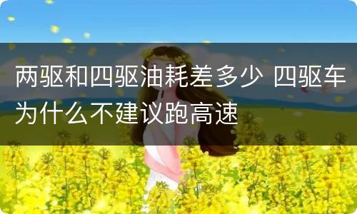 两驱和四驱油耗差多少 四驱车为什么不建议跑高速